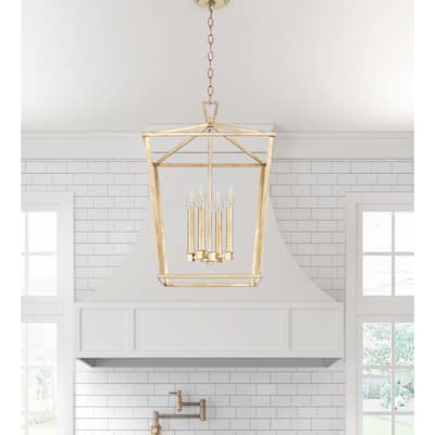 25" Large Rustic Antiqued Gold Open Geometric Lantern