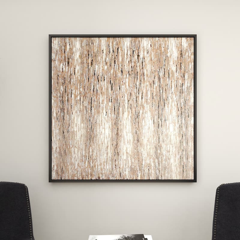 White Canvas Abstract Framed Wall Art with Black Frame