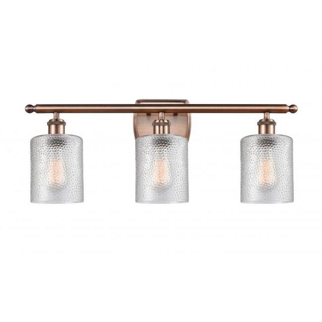 Innovations Lighting Cobbleskill 3 Light 26" Wide Bathroom Vanity - Antique Copper / Clear