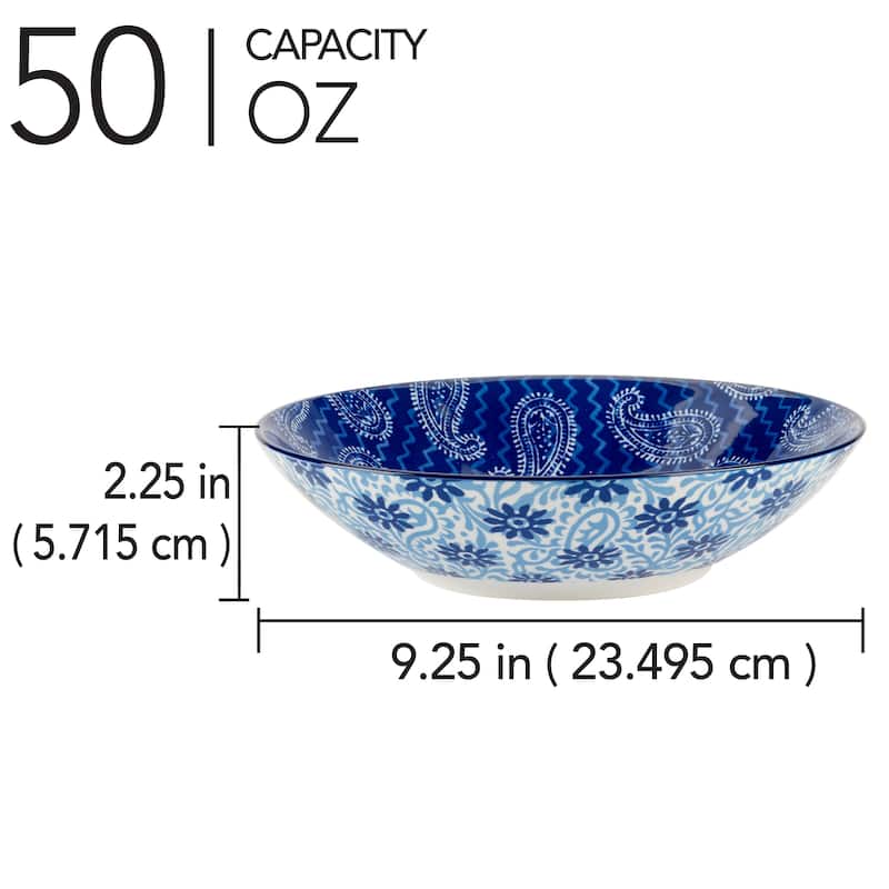 Certified International Carnival Blue Set of 6 Soup/Pasta Bowl 6 asst - 9.25" Diam x 2.25"
