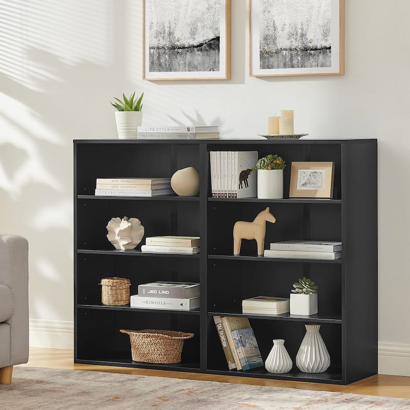 Modular 8-Tier Storage Cabinet –Convertible Bookcase with Adjustable Shelves, Dual-Layer Design Separates into Two 4-Layer Units