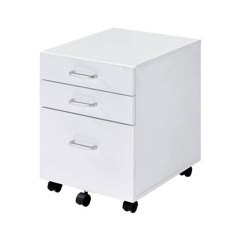 ACME Tennos Cabinet in White and Chrome
