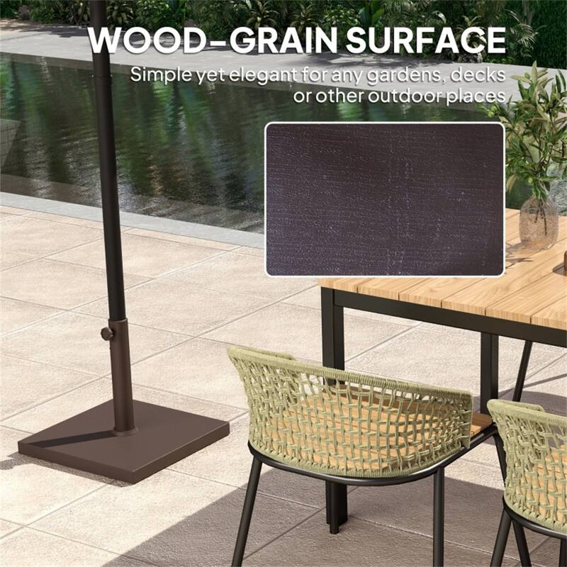 Brown Outdoor Umbrella Base HDPE and Concrete Patio Parasol Stand Fillable Secure - 17.3" L x 17.3" W x 11.8" H