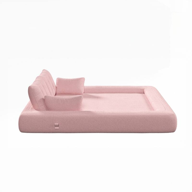 3-in-1 Teddy Fabric Foam-Filled Sleeper Sofa Bed