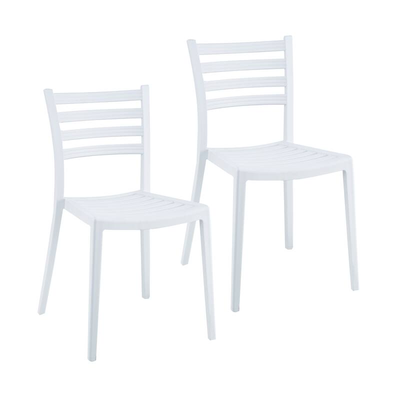 Porthos Home Faro Dining Chairs Set Of 2, PP Plastic, Stackable Design - White