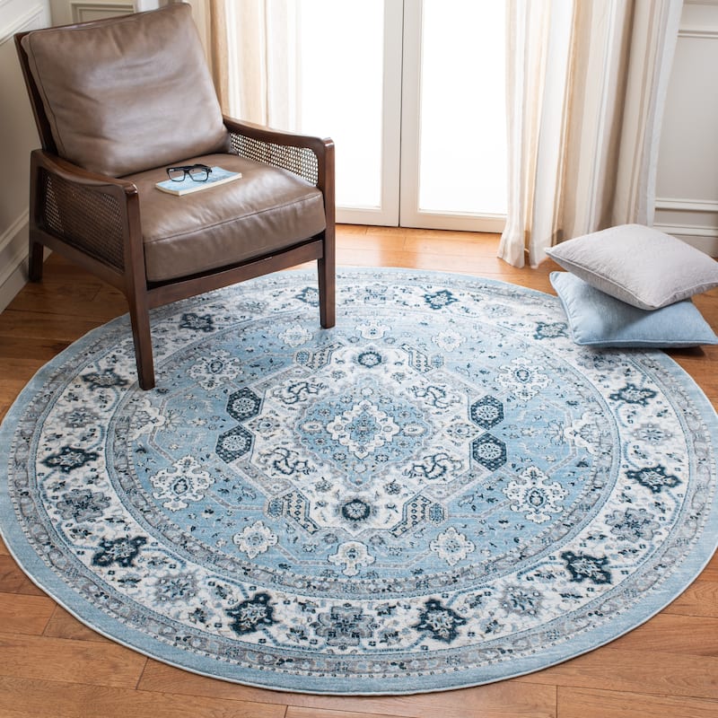 SAFAVIEH Isabella Minola Traditional Oriental Rug - 4' - Blue/Creme - Round