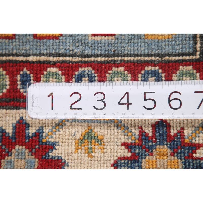 Light Blue Kazak Runner Rug Hand-Knotted Oriental Wool Carpet - 2'7" x 13'0"