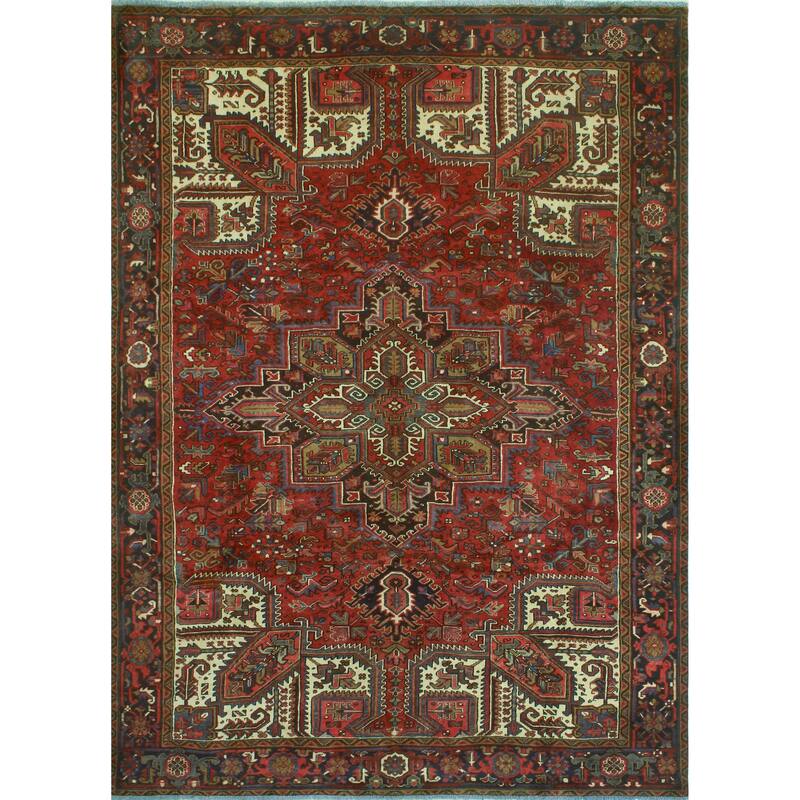 Fine Vintage Heriz Lucius Red/Navy Rug 7'9" x 10'8" Bed Bath