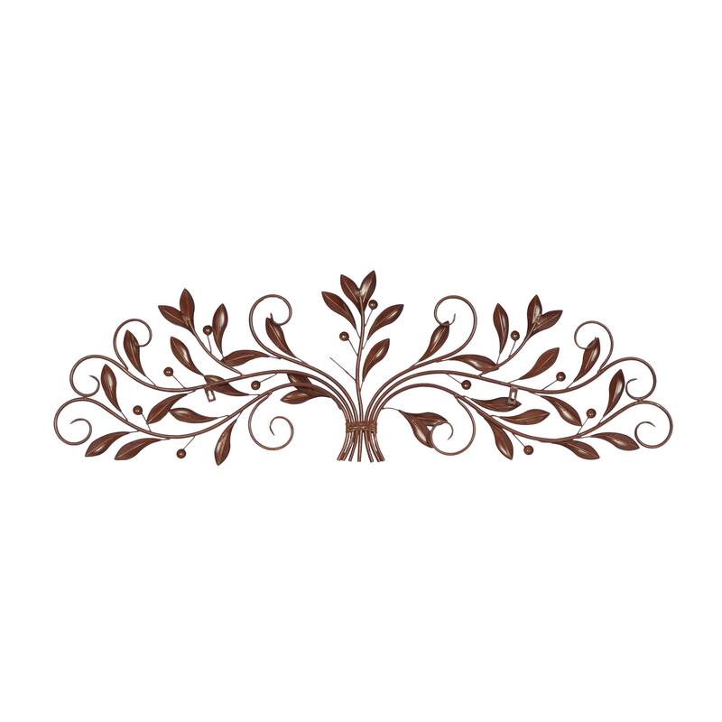 Metal Leaf Long Scrolled Home Wall Decor - Red or Blue - Roche River Decor