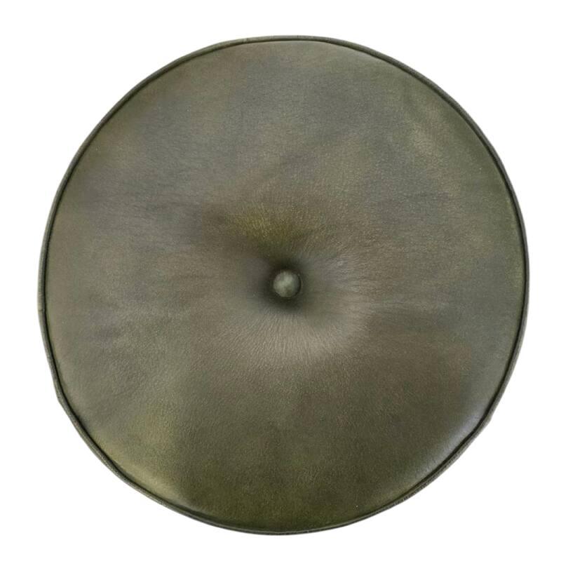 Gevy Counter Height Stool, Round Green Leather Seat with Black Iron Base