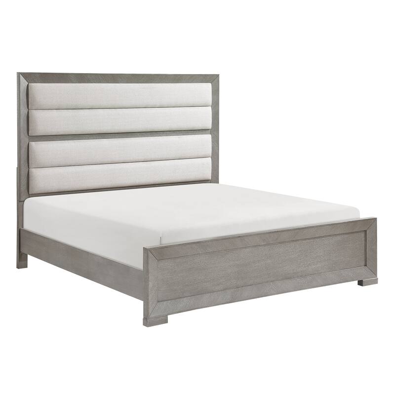 Contemporary Aesthetic Bedroom Furniture Set 5pcs Bed Dresser Mirror Nightstand Chest Gray