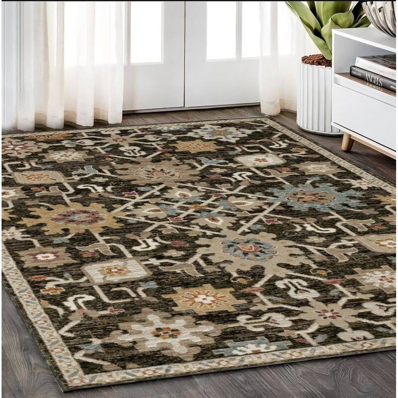 HomeRootsOriental Traditional Rectangle Area Rug - 90.55' X '62.99' X '0.55