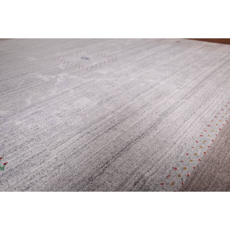 Striped Tribal Gabbeh Indian Area Rug Handmade Wool Carpet - 6'8"x 8'1"