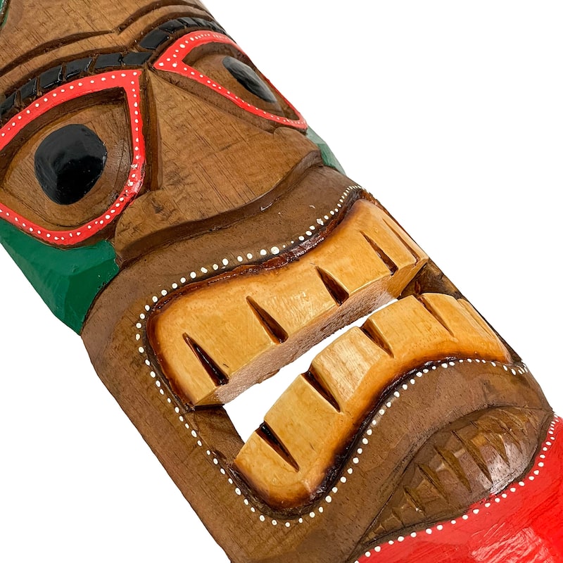 Zeckos Carved Wood Polynesian Tiki Wall Decor Masks 20 Inch (Set Of 5)