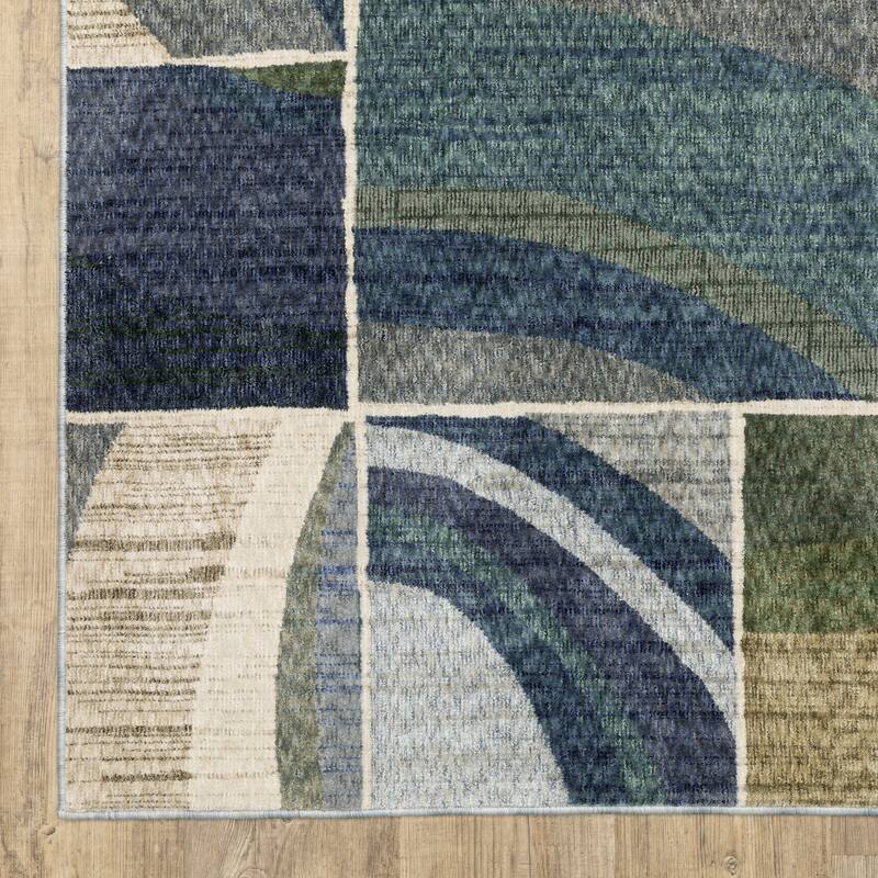 Tobias Modern Color Block Blue/ Green Area Rug