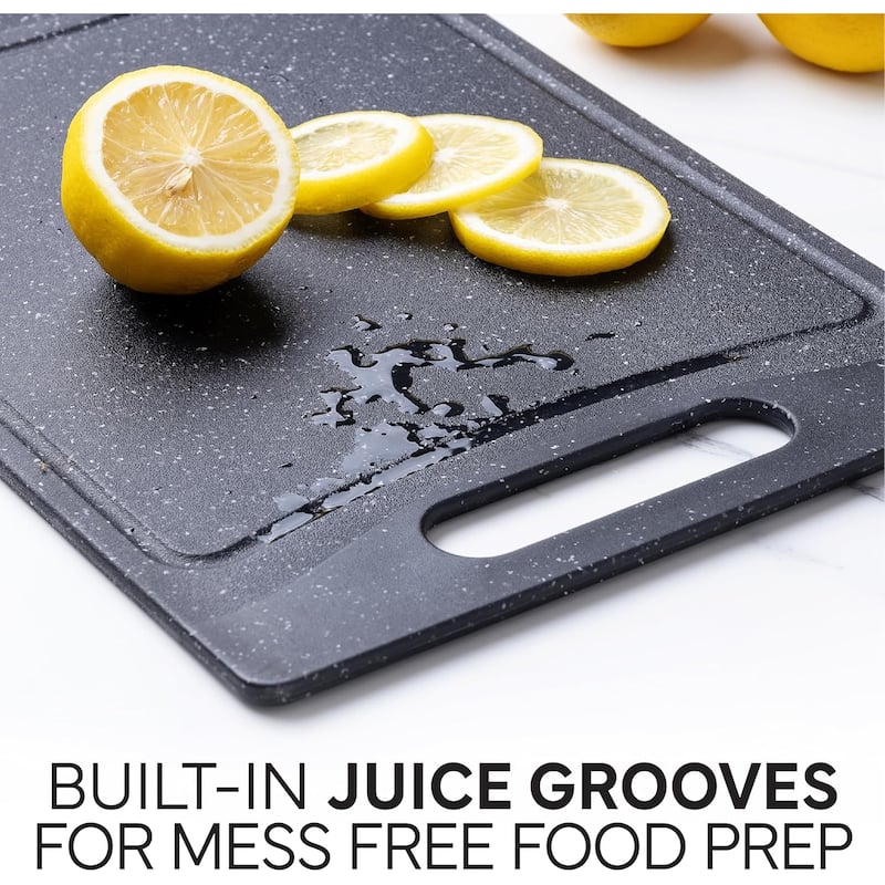 COOK WITH COLOR Non-Slip Cutting Board Set – Kitchen Essentials with Easy Grip Handle, 4 Cutting Boards - 6x9.5 - 12x 17