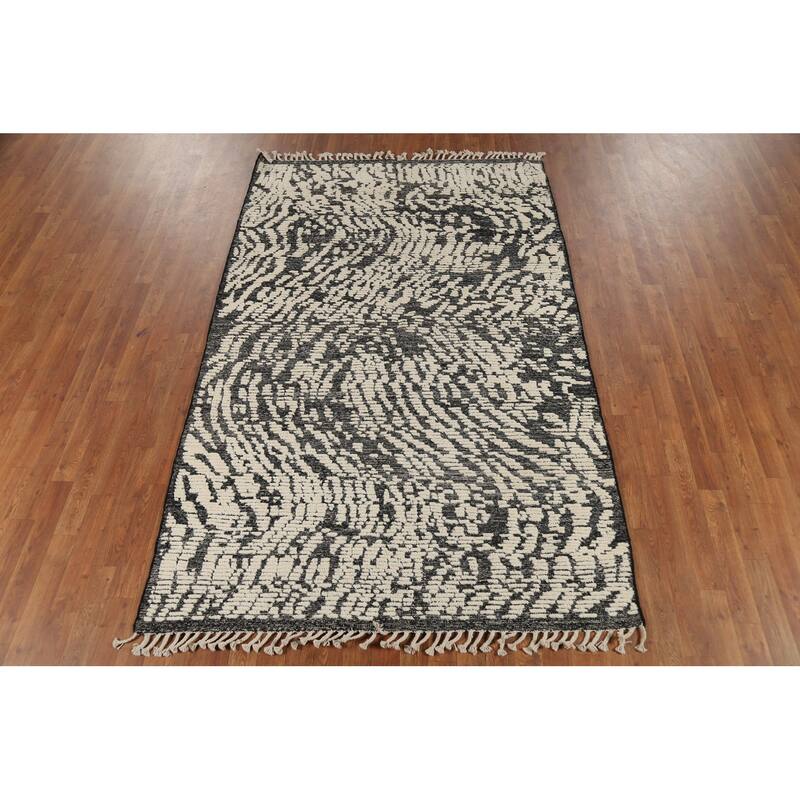 Abstract Moroccan Area Rug Handmade Wool Carpet - 5'0"x 7'11"