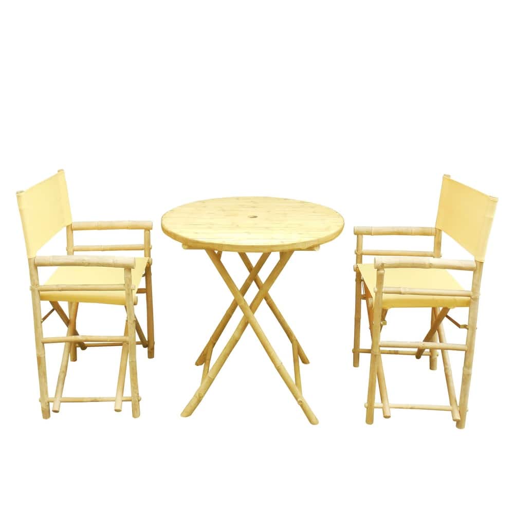 Zew Round 3-piece Bamboo Handcrafted Patio Set