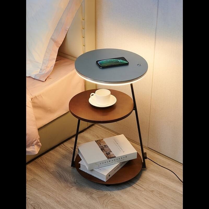 Smart Nightstand With Wireless Charger & Night Light