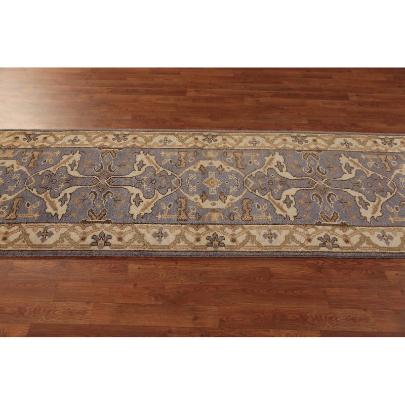 All-Over Oushak Indian Runner Rug Hand-Knotted Wool Carpet - 2'8"x 8'0"