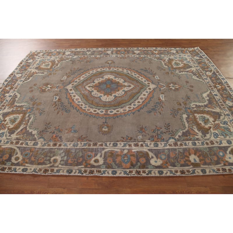 Over-Dyed Tabriz Persian Vintage Rug Hand-Knotted Wool Carpet - 6'10"x 9'2"