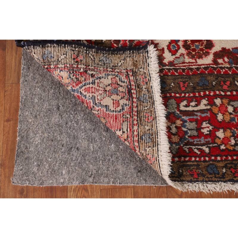 Hamedan Persian Vintage Rug Hand-Knotted Geometric Wool Carpet - 5'1"x 10'3"