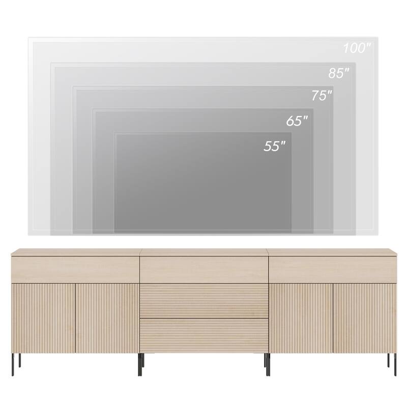 94.5" Modern Reeded 5-Drawer Dresser Set For Bedroom, Minimalist Chest Of Drawers With Storage