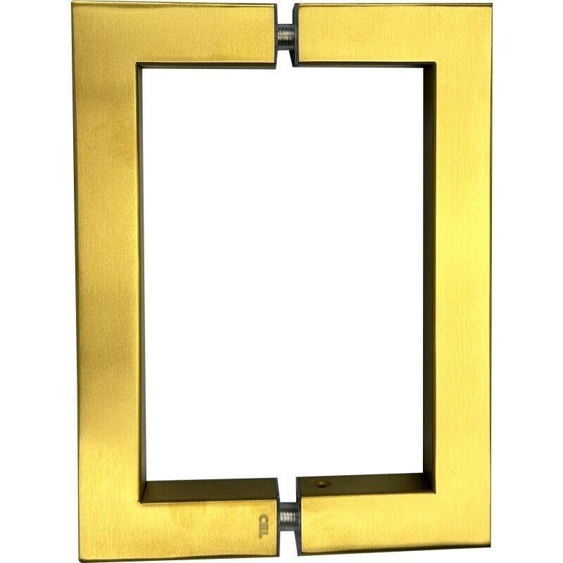 CEL 8"x 8" Square Tubing Back-to-Back Pull Handle for shower door - Satin Brass