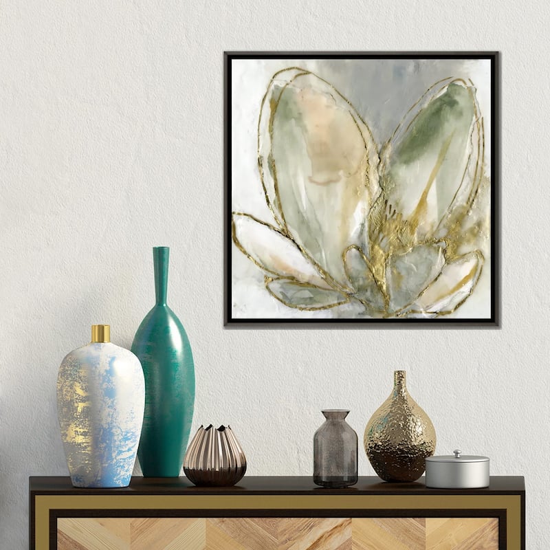 iCanvas "Blooming Gold I" by Jennifer Goldberger Framed