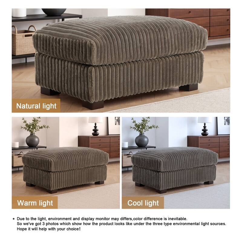 40"W Cotton Flannel Modular Sectional Ottoman