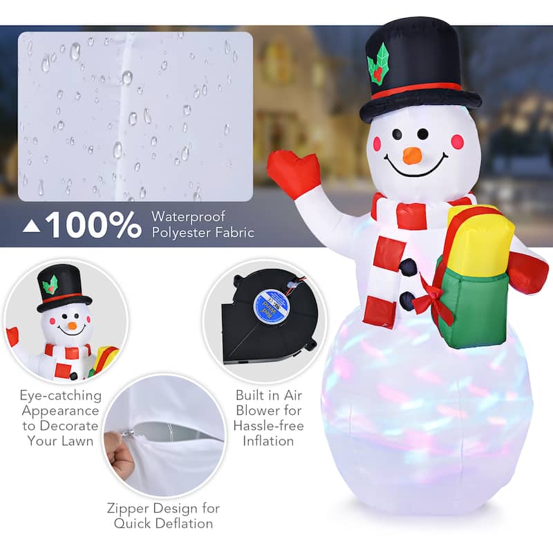 5 FT Tall Snowman Inflatable Blow up Inflatable w/Built-in Colorful