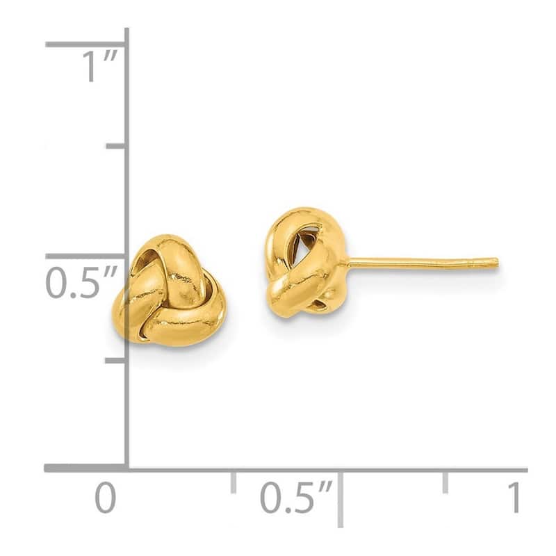 Curata 10k Yellow Gold Polished Love Knot Post Earrings - 7x7.5mm
