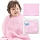 preview thumbnail 10 of 8, L'Ange Baby Towel 100% Cotton Muslin 6 Layers Quick Dry Medical Grade Packaging 28 x 37 in Pink