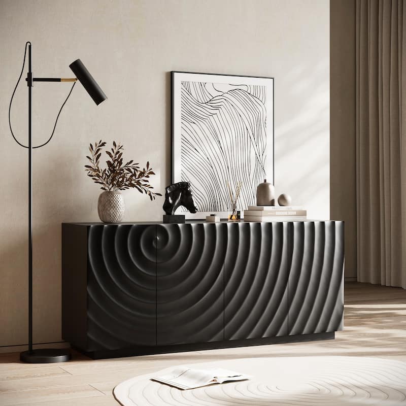 4 Doors Modern Storage Sideboard Cabinet with Freestanding Anti Dumping