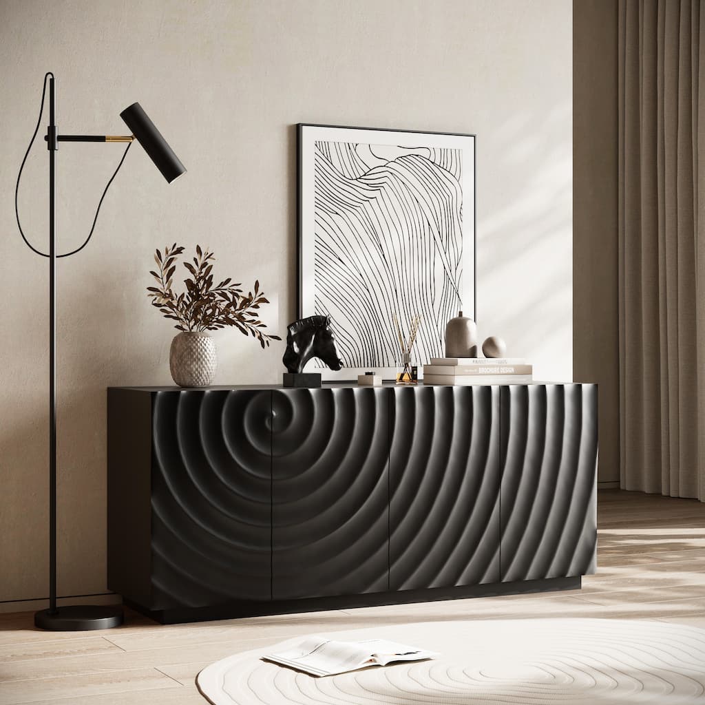 4 Doors Modern Storage Sideboard Cabinet with Freestanding Anti Dumping