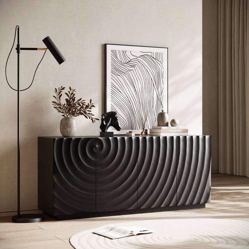 Buffet Cabinet,Modern Accent Storage Sideboard - Black