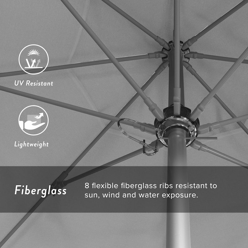 California Umbrella 9' Rd. Aluminum Frame, Fiberglass Rib Patio Umbrella, Push Open,Anodized Silver Finish, Sunbrella Fabric