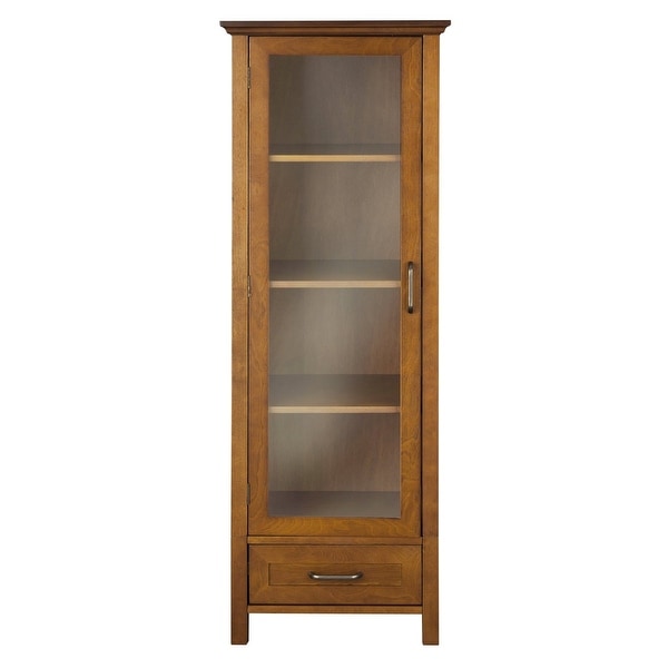 Espresso Finish Linen Tower Bathroom Towel Storage Cabinet Tall Wooden Organizer 