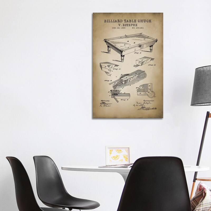 iCanvas "Billiard I" by PatentPrintStore Canvas Print - 40x26x1.5