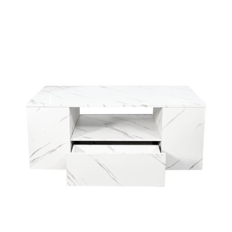 GDF Studio - Nana Modern 14.57"H LED Coffee Table with Storage Drawers and Open Shelves