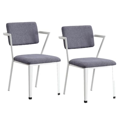 White/Gray Fabric Upholstered Metal Frame Dining Chair, Set of 2, Sturdy Dining Chair for Dining Rooms - 20.5