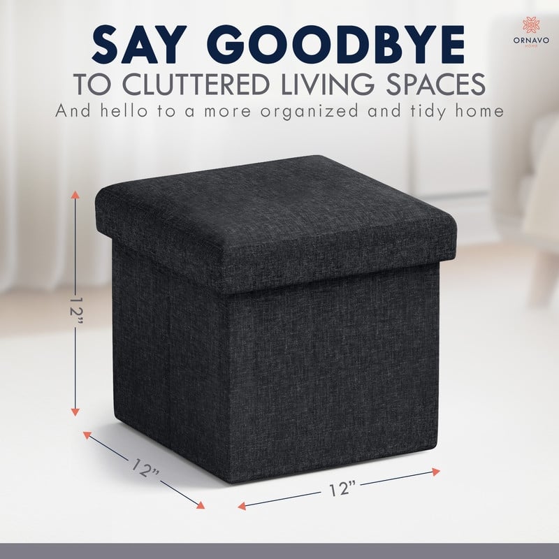 2 Pack Small Foldable Square Storage Ottoman Cube