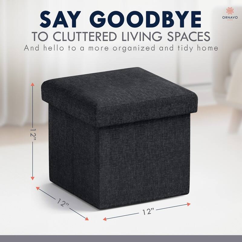 Small Foldable Square Storage Ottoman Cube