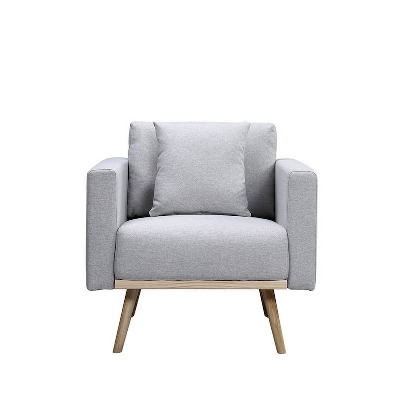 Mico 33 Inch Modern Sofa Chair with USB Ports and Pocket, Light Gray Fabric
