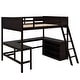 preview thumbnail 9 of 7, Full Size Wooden Loft Bed with Desk and Storage Shelves