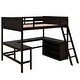 preview thumbnail 9 of 12, Full size Loft Bed with Shelves and Desk, Wooden Loft Bed with Desk - Espresso
