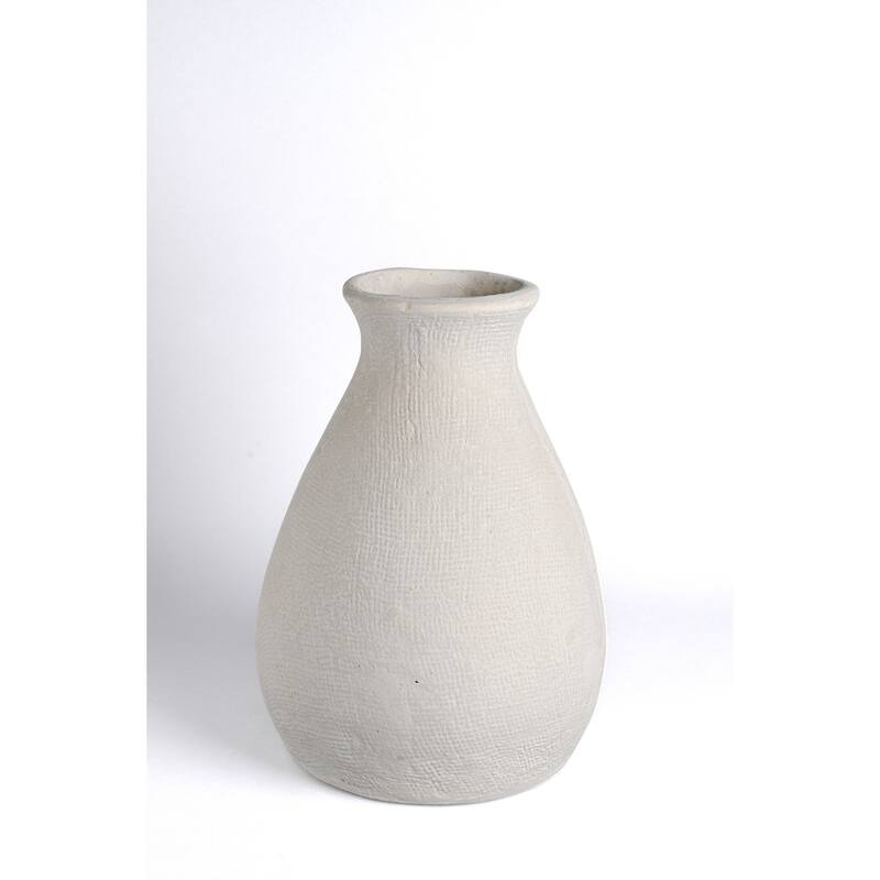 Paper Mache Vase Natural White Dia 9.06" - NATURAL WHITE - NATURAL WHITE