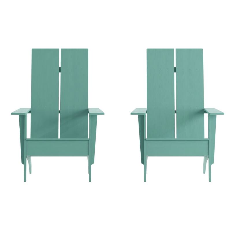 Modern Dual Slat Back Adirondack Style Chairs, Set of 2