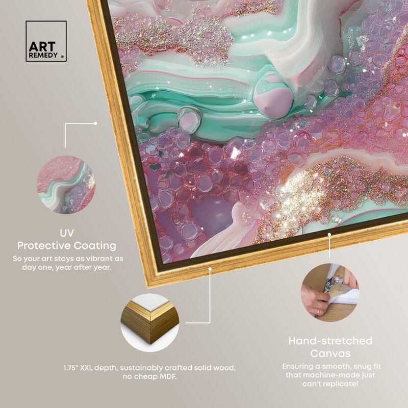 Pink and Mint Crystal III Canvas by Art Remedy