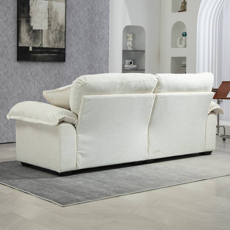 Luxurious 84" Chenille Fabric Recliner Sofa with Memory Foam and 2 Throw Pillows for Small Spaces